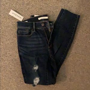 PACSUN DISTRESSED SKINNY JEANS WITH RAW HEM